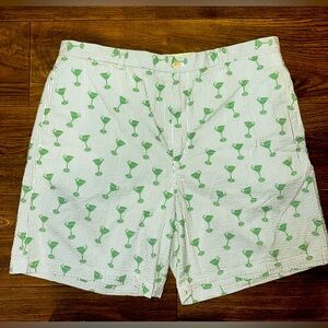Vineyard Vines White Shorts with Green Martini Print
